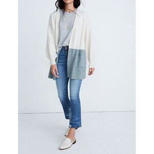 Madewell Sweater Womens 2X Ivory Gray Cardigan Balloon Sleeve Wool Alpaca Cozy